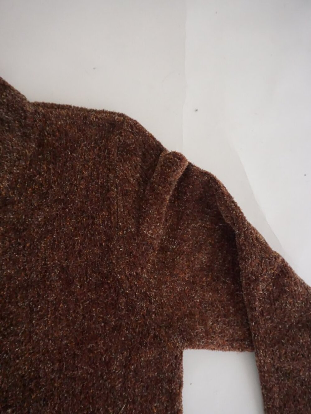 Vintage T & Company Brown Floral Embroidered Chenille Zip Boho Cardigan S - Picture 9 of 10